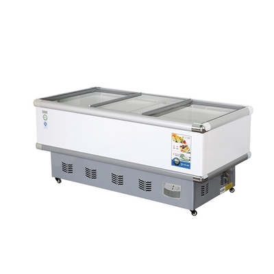 Commercial Direct Cooling Glass Door Display Freezer Horizontal Island Cabinet