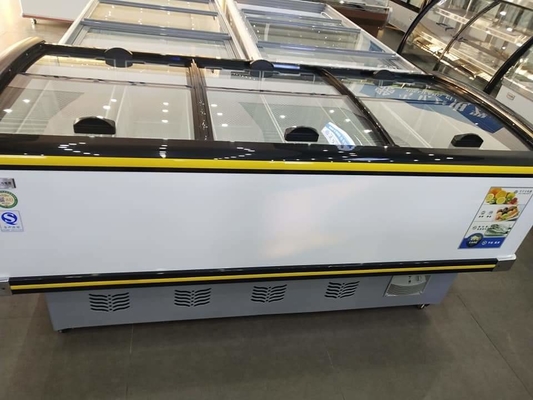 Commercial Direct Cooling Glass Door Display Freezer Horizontal Island Cabinet