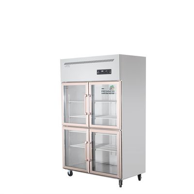 Double door large capacity commercial glass door stainless steel reefer freezer
