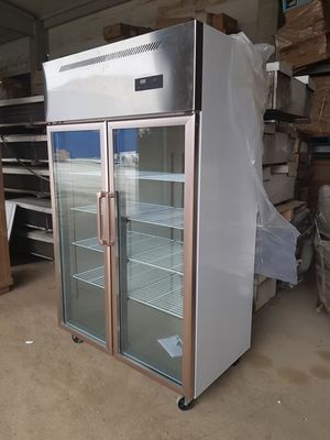 Double door large capacity commercial glass door stainless steel reefer freezer