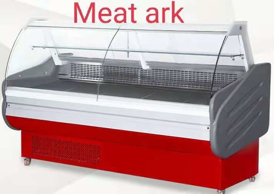 Meat display cabinet stainless steel glass front door flap type Fresh meat cabinet filp door with   looker