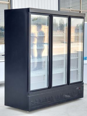 Air Cooled Black Wine Cabinet Fridge Freezer Glass Heated Glass Door