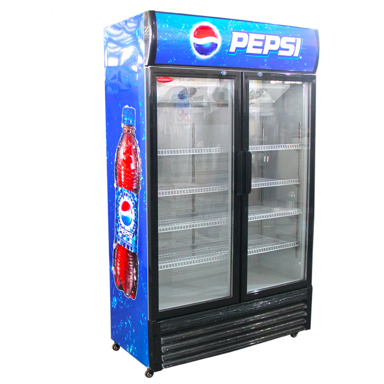 290L Direct Cooling 2 Door Drink Display Fridge Beverage